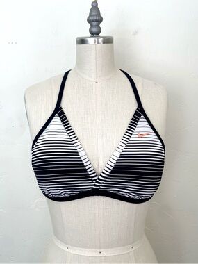 Nike Brand Women's L Reversible Bikini Swim Top Black White Nike Swoosh Logo